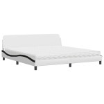 vidaXL Pat cu saltea, alb și negru, 200x200 cm, piele ecologică vidaXL Pat cu saltea, alb și negru, 200x200 cm, piele ecologică