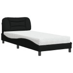 vidaXL Pat cu saltea, negru, 80x200 cm, textil