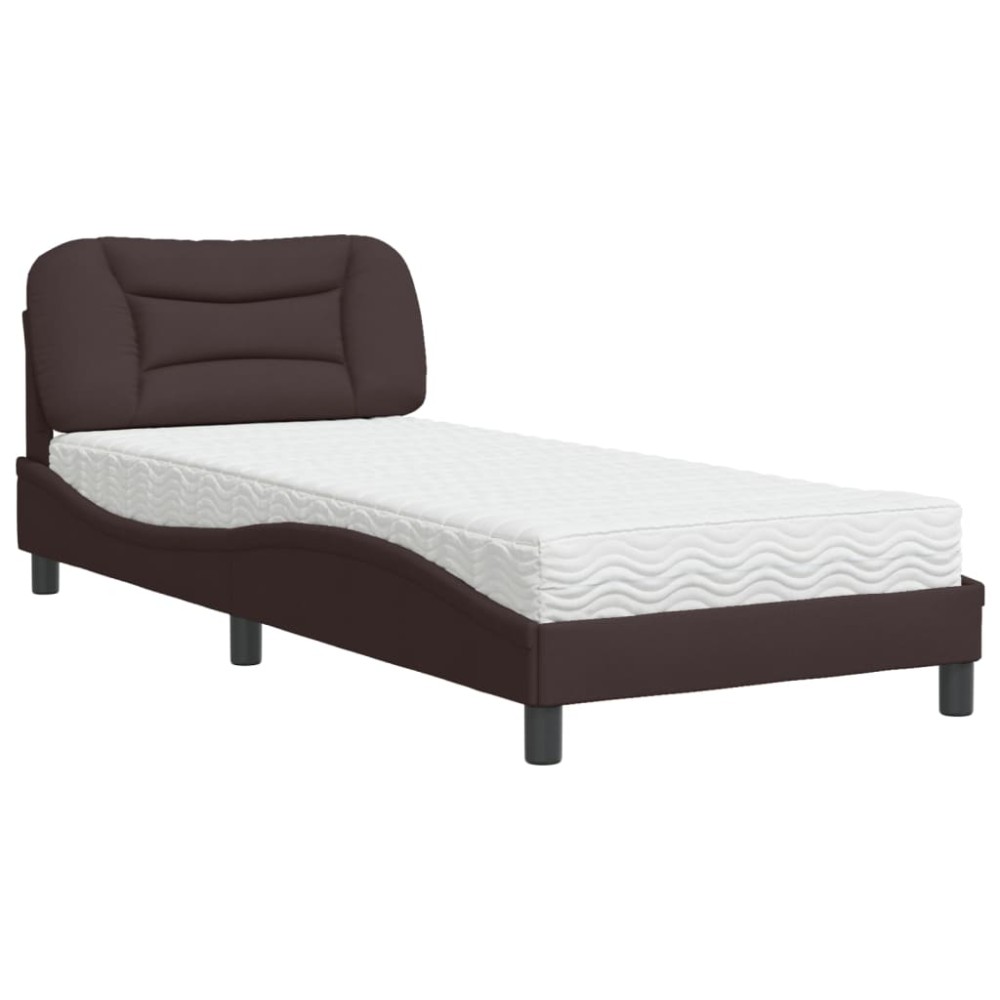 vidaXL Pat cu saltea, maro închis, 80x200 cm, material textil