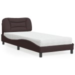 vidaXL Pat cu saltea, maro închis, 80x200 cm, material textil vidaXL Pat cu saltea, maro închis, 80x200 cm, material textil