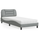 vidaXL Pat cu saltea, gri deschis, 90x190 cm, textil vidaXL Pat cu saltea, gri deschis, 90x190 cm, textil