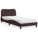 vidaXL Pat cu saltea, maro închis, 90x190 cm, textil vidaXL Pat cu saltea, maro închis, 90x190 cm, textil