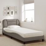 vidaXL Pat cu saltea, gri taupe, 90x190 cm, textil vidaXL Pat cu saltea, gri taupe, 90x190 cm, textil