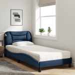 vidaXL Pat cu saltea, albastru, 90x190 cm, textil