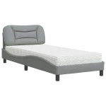 vidaXL Pat cu saltea, gri deschis, 90x200 cm, textil