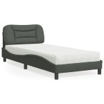 vidaXL Pat cu saltea, gri închis, 90x200 cm, textil