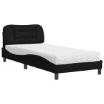 vidaXL Pat cu saltea, negru, 90x200 cm, textil