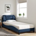 vidaXL Pat cu saltea, albastru, 90x200 cm, textil