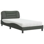 vidaXL Pat cu saltea, gri închis, 100x200 cm, textil