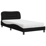 vidaXL Pat cu saltea, negru, 100x200 cm, textil