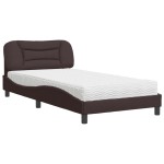 vidaXL Pat cu saltea, maro închis, 100x200 cm, textil vidaXL Pat cu saltea, maro închis, 100x200 cm, textil