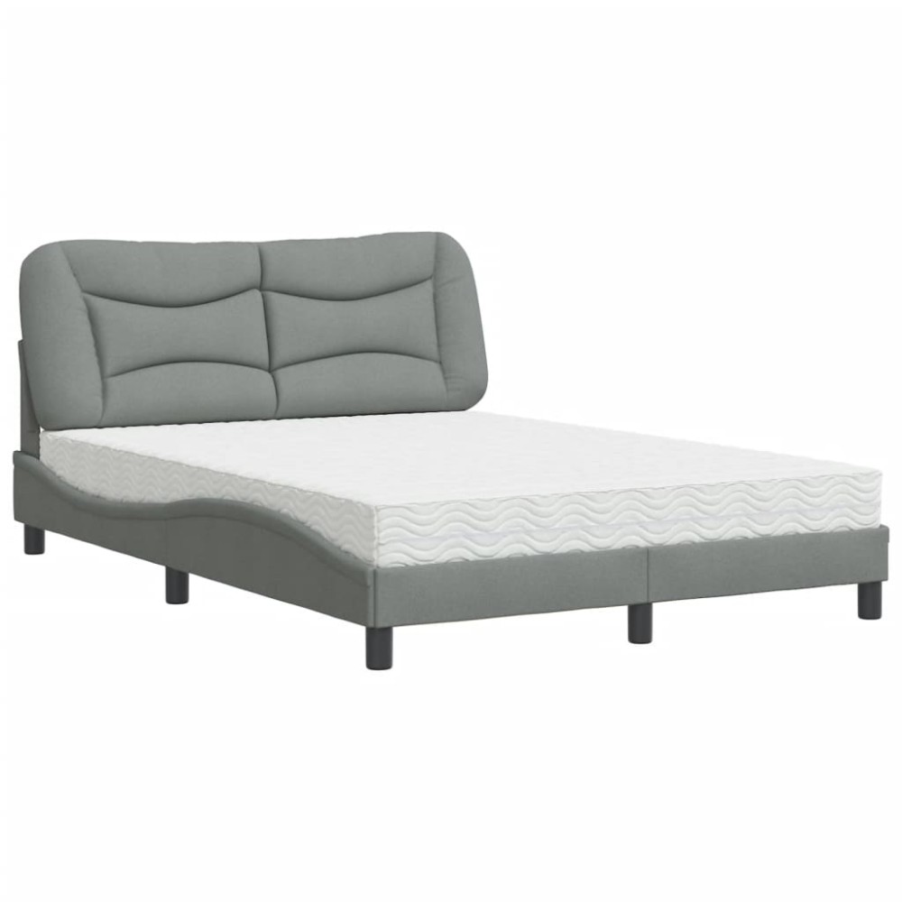 vidaXL Pat cu saltea, gri deschis, 120x200 cm, textil