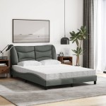vidaXL Pat cu saltea, gri închis, 120x200 cm, textil