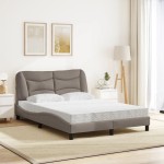 vidaXL Pat cu saltea, gri taupe, 120x200 cm, textil