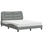 vidaXL Pat cu saltea, gri deschis, 140x190 cm, textil