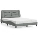vidaXL Pat cu saltea, gri deschis, 140x190 cm, textil