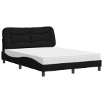 vidaXL Pat cu saltea, negru, 140x190 cm, textil