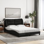 vidaXL Pat cu saltea, negru, 140x190 cm, textil