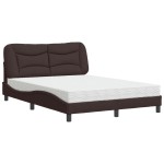 vidaXL Pat cu saltea, maro închis, 140x200 cm, textil vidaXL Pat cu saltea, maro închis, 140x200 cm, textil
