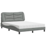 vidaXL Pat cu saltea, gri deschis, 140x200 cm, material textil vidaXL Pat cu saltea, gri deschis, 140x200 cm, material textil