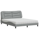 vidaXL Pat cu saltea, gri deschis, 160x200 cm, textil vidaXL Pat cu saltea, gri deschis, 160x200 cm, textil