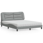 vidaXL Pat cu saltea, gri deschis, 160x200 cm, textil vidaXL Pat cu saltea, gri deschis, 160x200 cm, textil