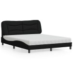 vidaXL Pat cu saltea, negru, 160x200 cm, textil