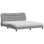 vidaXL Pat cu saltea, gri deschis, 180x200 cm, material textil vidaXL Pat cu saltea, gri deschis, 180x200 cm, material textil
