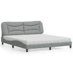 vidaXL Pat cu saltea, gri deschis, 180x200 cm, material textil vidaXL Pat cu saltea, gri deschis, 180x200 cm, material textil