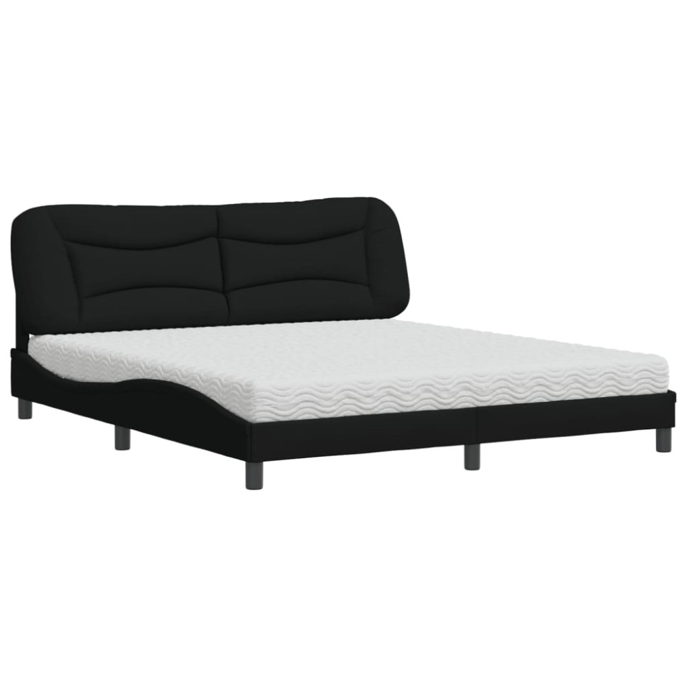 vidaXL Pat cu saltea, negru, 180x200 cm, catifea