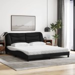 vidaXL Pat cu saltea, negru, 180x200 cm, catifea