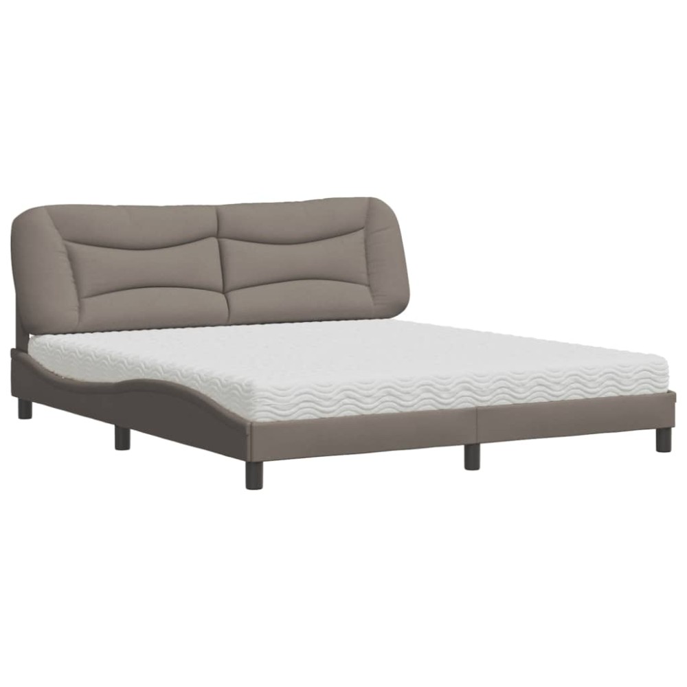 vidaXL Pat cu saltea, gri taupe, 180x200 cm, textil