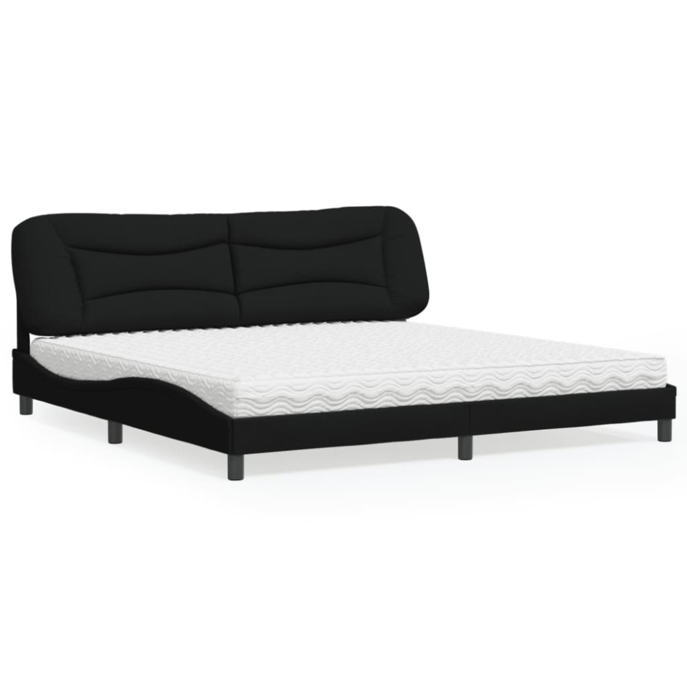 vidaXL Pat cu saltea, negru, 200x200 cm, textil