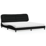 vidaXL Pat cu saltea, negru, 200x200 cm, textil