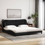 vidaXL Pat cu saltea, negru, 200x200 cm, textil