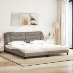 vidaXL Pat cu saltea, gri taupe, 200x200 cm, textil