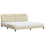 vidaXL Pat cu saltea, crem, 200x200 cm, textil