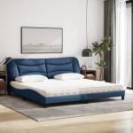 vidaXL Pat cu saltea, albastru, 200x200 cm, textil