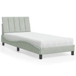 vidaXL Pat cu saltea, gri deschis, 80x200 cm, catifea vidaXL Pat cu saltea, gri deschis, 80x200 cm, catifea