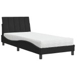 vidaXL Pat cu saltea, negru, 80x200 cm, catifea