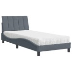 vidaXL Pat cu saltea, gri închis, 90x190 cm, catifea