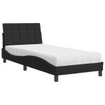vidaXL Pat cu saltea, negru, 90x190 cm, catifea