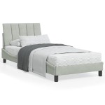 vidaXL Pat cu saltea, gri deschis, 90x200 cm, catifea