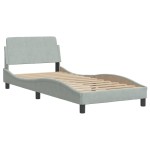 vidaXL Pat cu saltea, gri deschis, 90x200 cm, catifea
