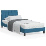 vidaXL Pat cu saltea, albastru, 90x200 cm, catifea vidaXL Pat cu saltea, albastru, 90x200 cm, catifea