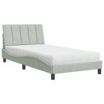 vidaXL Pat cu saltea, gri deschis, 100x200 cm, catifea vidaXL Pat cu saltea, gri deschis, 100x200 cm, catifea