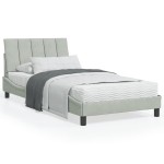 vidaXL Pat cu saltea, gri deschis, 100x200 cm, catifea vidaXL Pat cu saltea, gri deschis, 100x200 cm, catifea