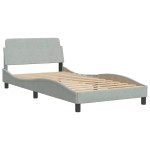 vidaXL Pat cu saltea, gri deschis, 100x200 cm, catifea vidaXL Pat cu saltea, gri deschis, 100x200 cm, catifea