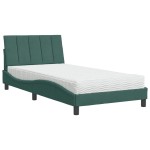 vidaXL Pat cu saltea, verde închis, 100x200 cm, catifea