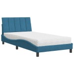 vidaXL Pat cu saltea, albastru, 100x200 cm, catifea vidaXL Pat cu saltea, albastru, 100x200 cm, catifea
